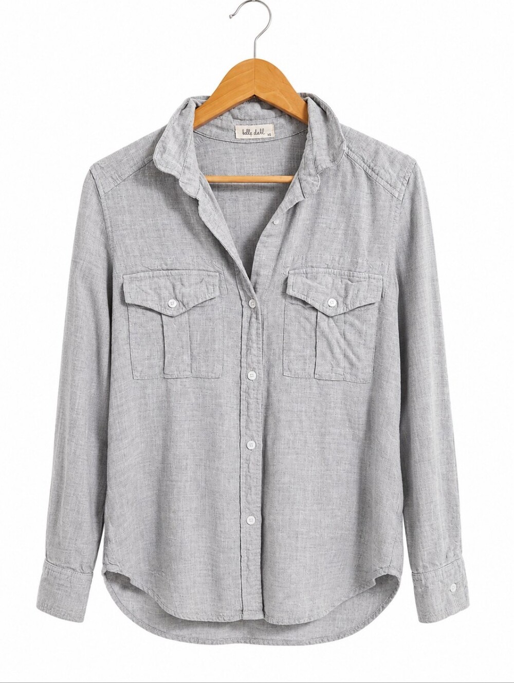 Bella Dahl Gray Button Down Shirt XS Soft Lightweight Chambray Utility Top